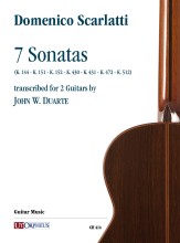 Scarlatti, Domenico : 7 Sonatas (K. 144 - K. 151 - K. 152 - K. 430 - K. 431 - K. 472 - K. 512) trascritte per 2 Chitarre da John W. Duarte