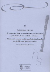 Licino, Agostino : 8 two-part Canons on the Ecclesiastical Modes (Venezia 1545/46) for Treble and Tenor Recorders Licino, Agostino : 8 two-part Canons on the Ecclesiastical Modes (Venezia 1545/46) for Treble and Tenor Recorders