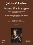 Colombani, Quirino : Sonata No. 17 in F Major from the ms. CF-V-23 of the Biblioteca Palatina in Parma (early 18th century) for Oboe (Treble Recorder, Flute) and Continuo