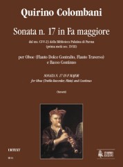 Colombani, Quirino : Sonata No. 17 in F Major from the ms. CF-V-23 of the Biblioteca Palatina in Parma (early 18th century) for Oboe (Treble Recorder, Flute) and Continuo