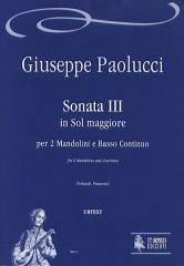 Paolucci, Giuseppe : Sonata III in Sol maggiore per 2 Mandolini e Basso Continuo