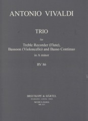 Vivaldi, Antonio : Trio in la minore RV 86, Flauto dolce (Flauto traverso), Fagotto (Violoncello) e Basso continuo