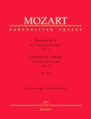 Mozart, Wolfgang Amadeus : Concerto n. 5 KV 219 in la per Violino e Orchestra, riduzione per Violino e Pianoforte. Urtext