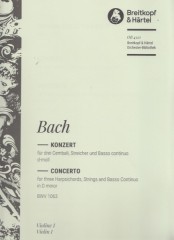 Bach, Johann Sebastian : Concerto in re minore BWV 1063, per 3 Clavicembali, Archi e Basso continuo. Set parti