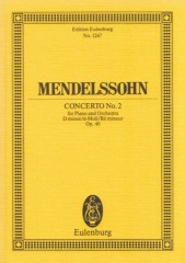 Mendelssohn Bartholdy, Felix : Concerto nr. 2 op. 40 per Pianoforte e Orchestra. Partitura tascabile
