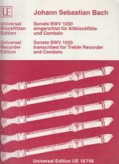 Bach, Johann Sebastian : Sonata BWV 1030 per Flauto dolce Contralto e Cembalo