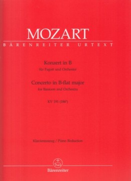 Mozart, Wolfgang Amadeus : Concerto KV 191 per Fagotto e Orchestra. Riduzione per Fagotto e Pianoforte. Urtext