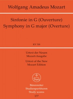 Mozart, Wolfgang Amadeus : Sinfonia in sol (Overture) KV 318. Partitura tascabile. Urtext